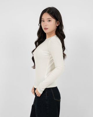 Áo Thun Tăm Nữ Dài Tay Co Giãn Cổ Tròn