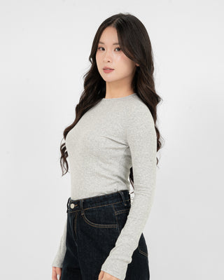 Áo Thun Tăm Nữ Dài Tay Co Giãn Cổ Tròn