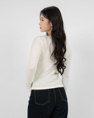 Áo Thun Tăm Nữ Dài Tay Co Giãn Cổ Tròn