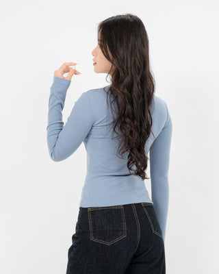 Áo Thun Tăm Nữ Dài Tay Co Giãn Cổ Tròn