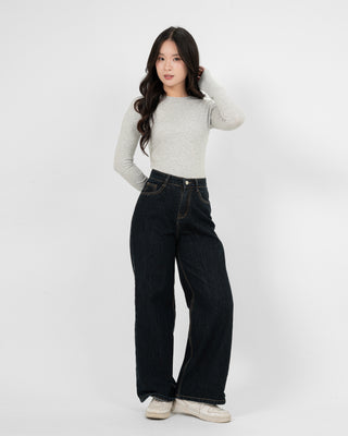 Áo Thun Tăm Nữ Dài Tay Co Giãn Cổ Tròn