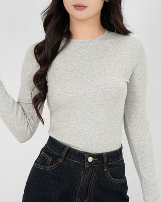 Áo Thun Tăm Nữ Dài Tay Co Giãn Cổ Tròn