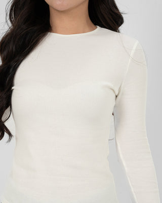 Áo Thun Tăm Nữ Dài Tay Co Giãn Cổ Tròn