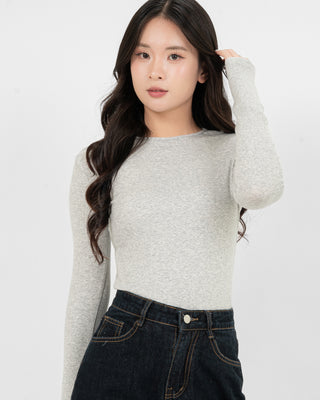 Áo Thun Tăm Nữ Dài Tay Co Giãn Cổ Tròn