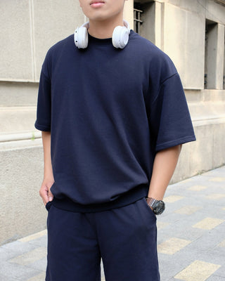 Set Áo Nỉ Nam Ngắn Tay + Quần Short Nỉ Nam